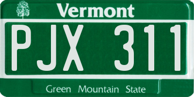 VT license plate PJX311