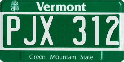 VT license plate PJX312