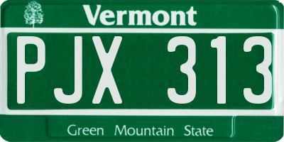 VT license plate PJX313