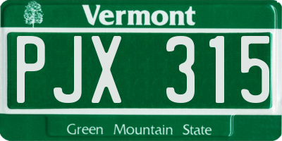 VT license plate PJX315