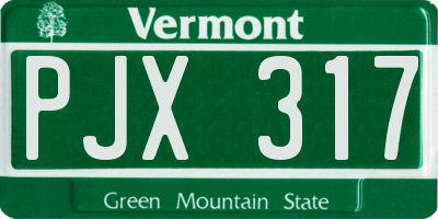 VT license plate PJX317