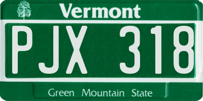 VT license plate PJX318