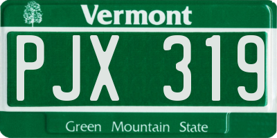 VT license plate PJX319