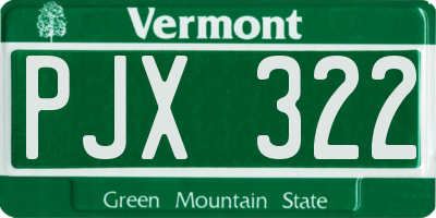 VT license plate PJX322