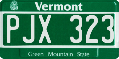 VT license plate PJX323
