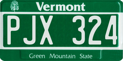 VT license plate PJX324