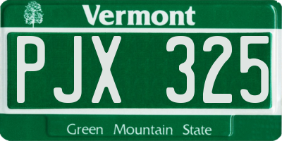 VT license plate PJX325