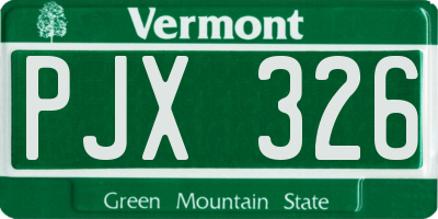 VT license plate PJX326