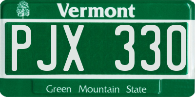 VT license plate PJX330
