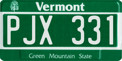 VT license plate PJX331