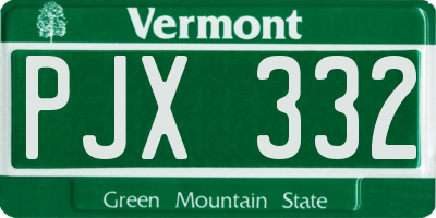 VT license plate PJX332