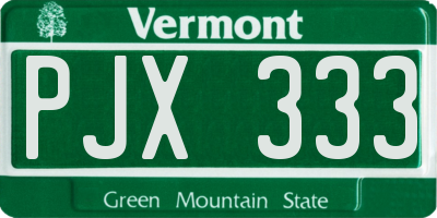 VT license plate PJX333