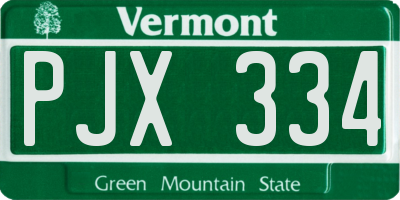 VT license plate PJX334