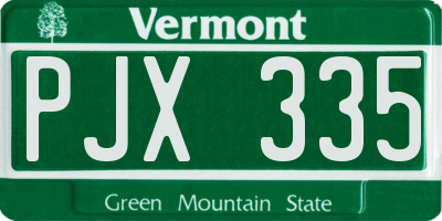 VT license plate PJX335