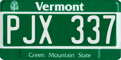VT license plate PJX337