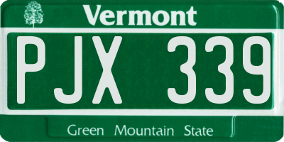 VT license plate PJX339