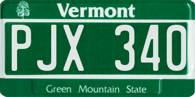 VT license plate PJX340