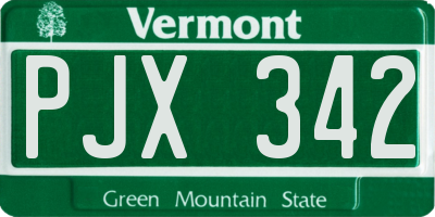VT license plate PJX342