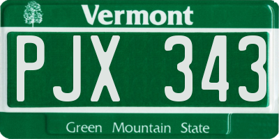 VT license plate PJX343