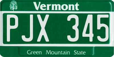VT license plate PJX345