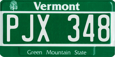 VT license plate PJX348