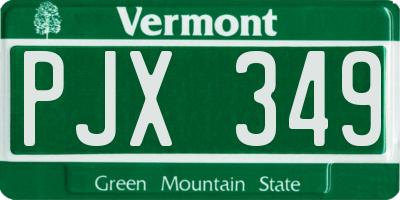 VT license plate PJX349
