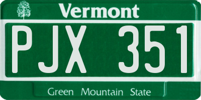 VT license plate PJX351