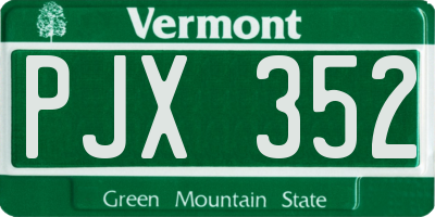 VT license plate PJX352