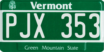 VT license plate PJX353