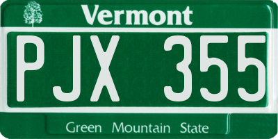 VT license plate PJX355