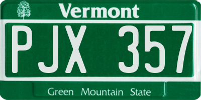 VT license plate PJX357
