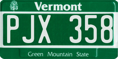 VT license plate PJX358