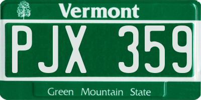 VT license plate PJX359