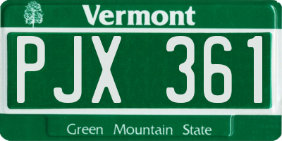 VT license plate PJX361