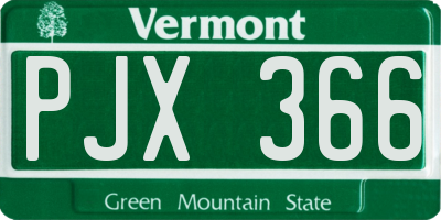 VT license plate PJX366