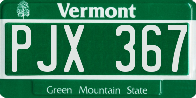 VT license plate PJX367