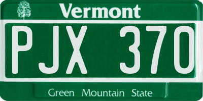VT license plate PJX370