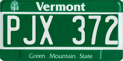 VT license plate PJX372