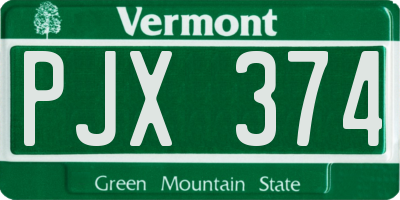 VT license plate PJX374