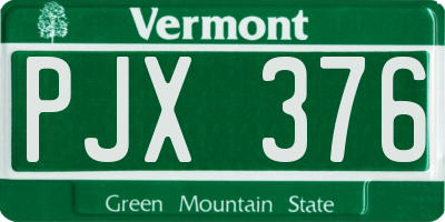 VT license plate PJX376