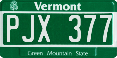 VT license plate PJX377