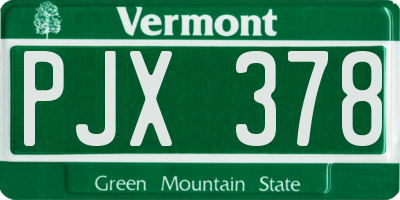 VT license plate PJX378
