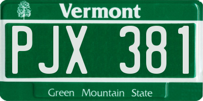 VT license plate PJX381
