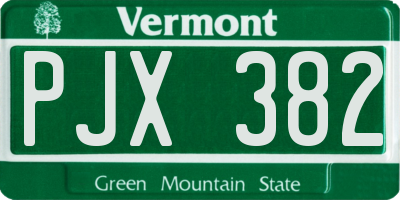 VT license plate PJX382