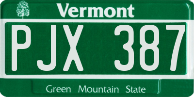 VT license plate PJX387