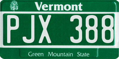 VT license plate PJX388