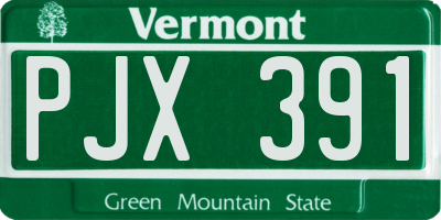 VT license plate PJX391