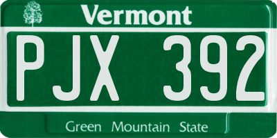 VT license plate PJX392