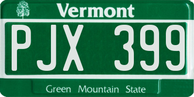 VT license plate PJX399