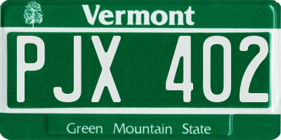 VT license plate PJX402